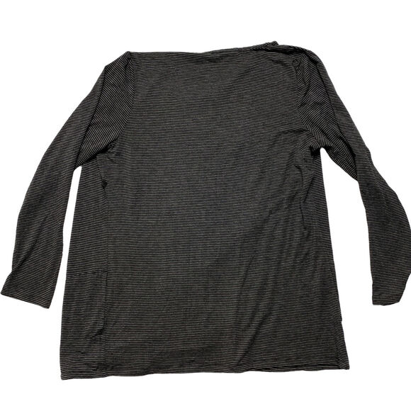 HABITAT CLOTHES TO LIVE IN Gray Black Stripe Rayon Knit Draped Cardigan Small - Picture 6 of 12